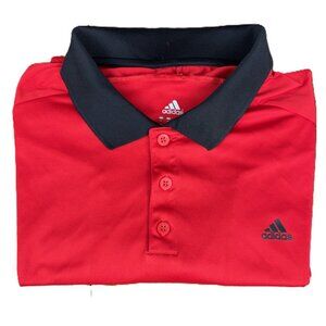 Adidas Climalite Polo Shirt Mens XL Red Black 3-Stripe Performance Golf Athletic